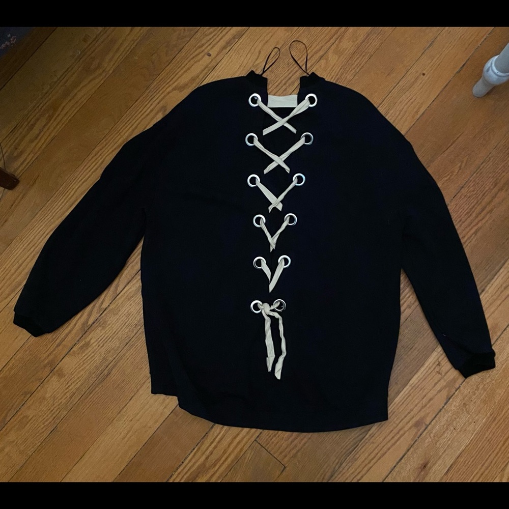 Zara Lace Up Back Sweater Size Medium
